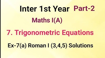 Maths 1(A)//7. Trigonometric Equations//Important 4 marks questions//Ex-7(a) solutions
