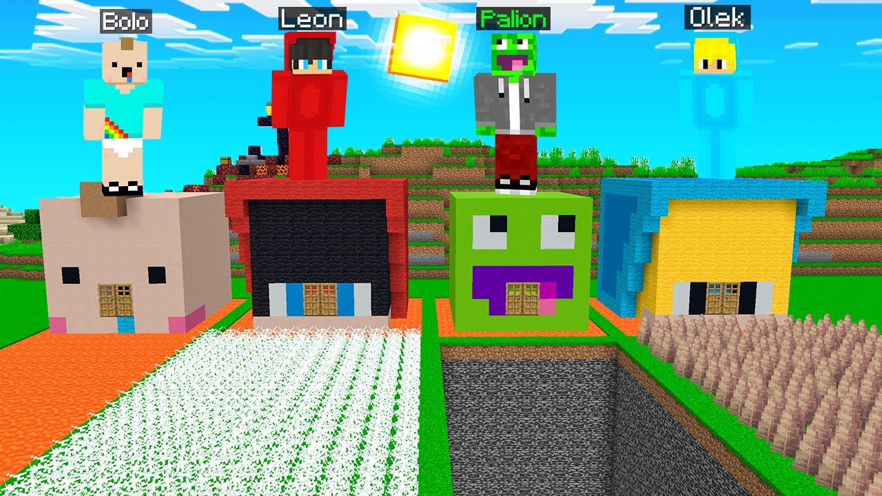 BEZPIECZNA BAZA PALIONA vs LEONA vs OLKA vs BOLA w Minecraft!