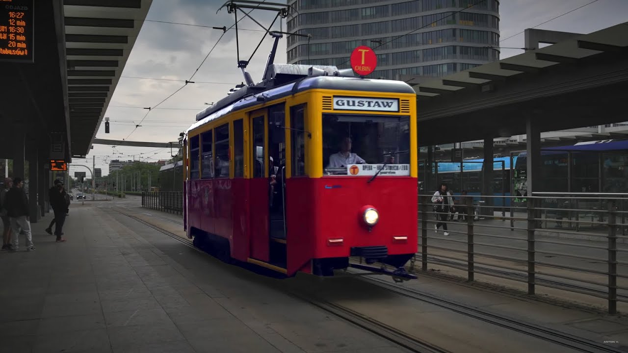 Poland, Wrocław, heritage tram T ride from Plac Grunwaldzki to Opera