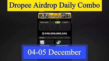Dropee Daily Combo 04 December | Dropee Daily Combo Today | Today Dropee Combo Card