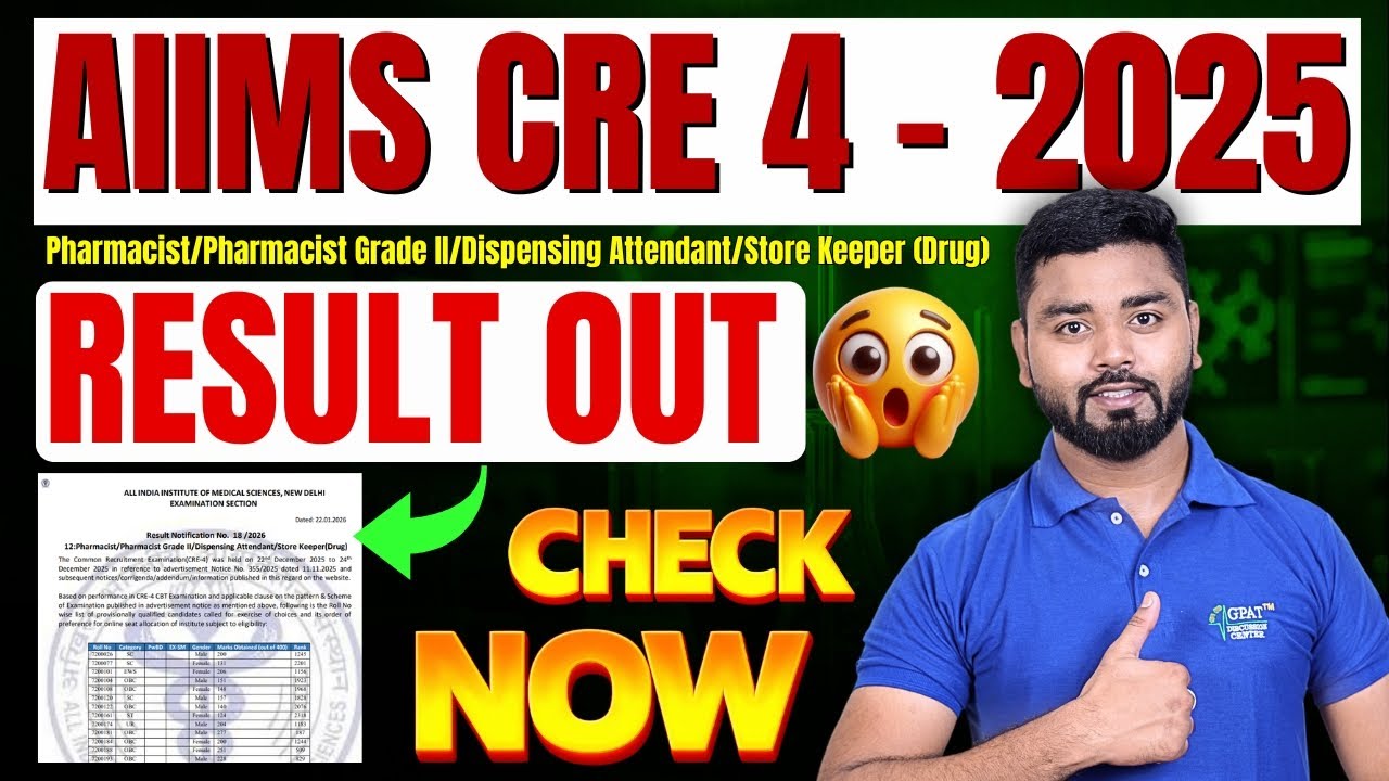 AIIMS CRE-4 Result Out |Rank | How to Check |  Big Update!  