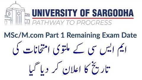 sargodha university MA part 1 remaining exam date 2021 | SU MA part 1 new exam datesheet 2021