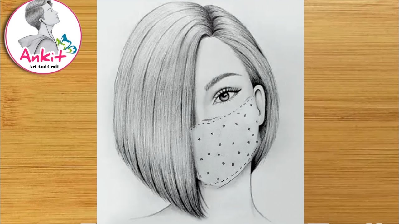 A girl wearing a mask-pencil sketch |How to draw a girl with mask /easy ...