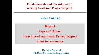 Fundamentals and Techniques of Writing Academic Project Report for UG and PG student