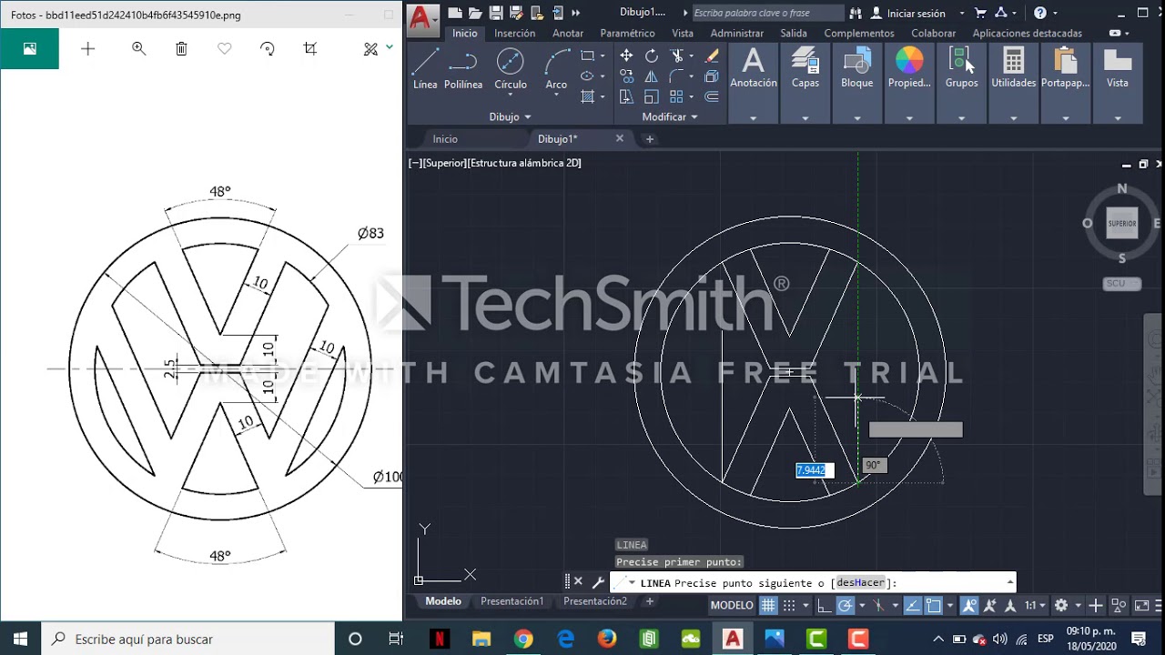 Logo Volkswagen - Autocad básico 2D 