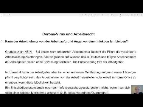 Coronavirus, Deutschland und Arbeitsrecht  Teil 1