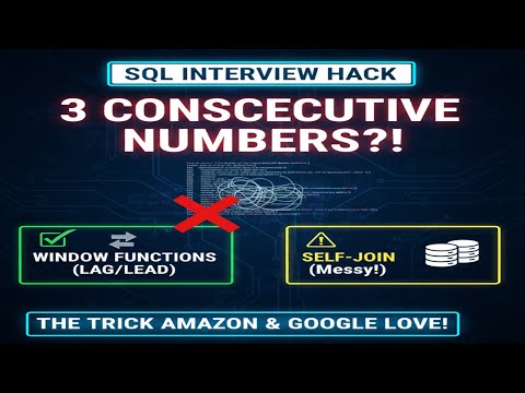 3 Consecutive Numbers?! 🔢 The SQL Trick Amazon & Google Love! (Leetcode ) #sqlinterviewquestions