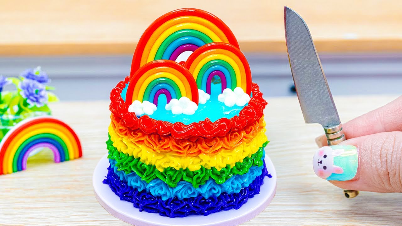 Mini Rainbow Cake Recipe With Chocolate 🌈 Delightful Triple Rainbow ...