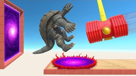 Giant Rubber Hammer Slaps Monsters Into Dimension Portal - Animal Revolt Battle Simulator
