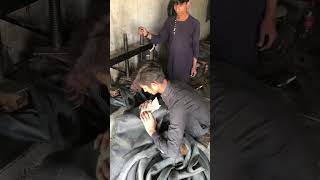 Inner tube repairing technique#amazing skills tube restoration truck tire liner tube amazing#new 👌