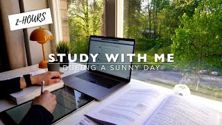2-HOUR STUDY WITH ME | Productive Pomodoro Session with Background Noise and Timer on a SUNNY DAY
