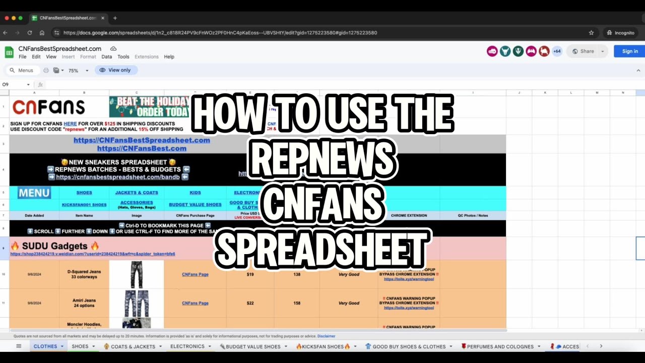 How to use the RepNews CNFans Best Spreadsheet - Tutorial 