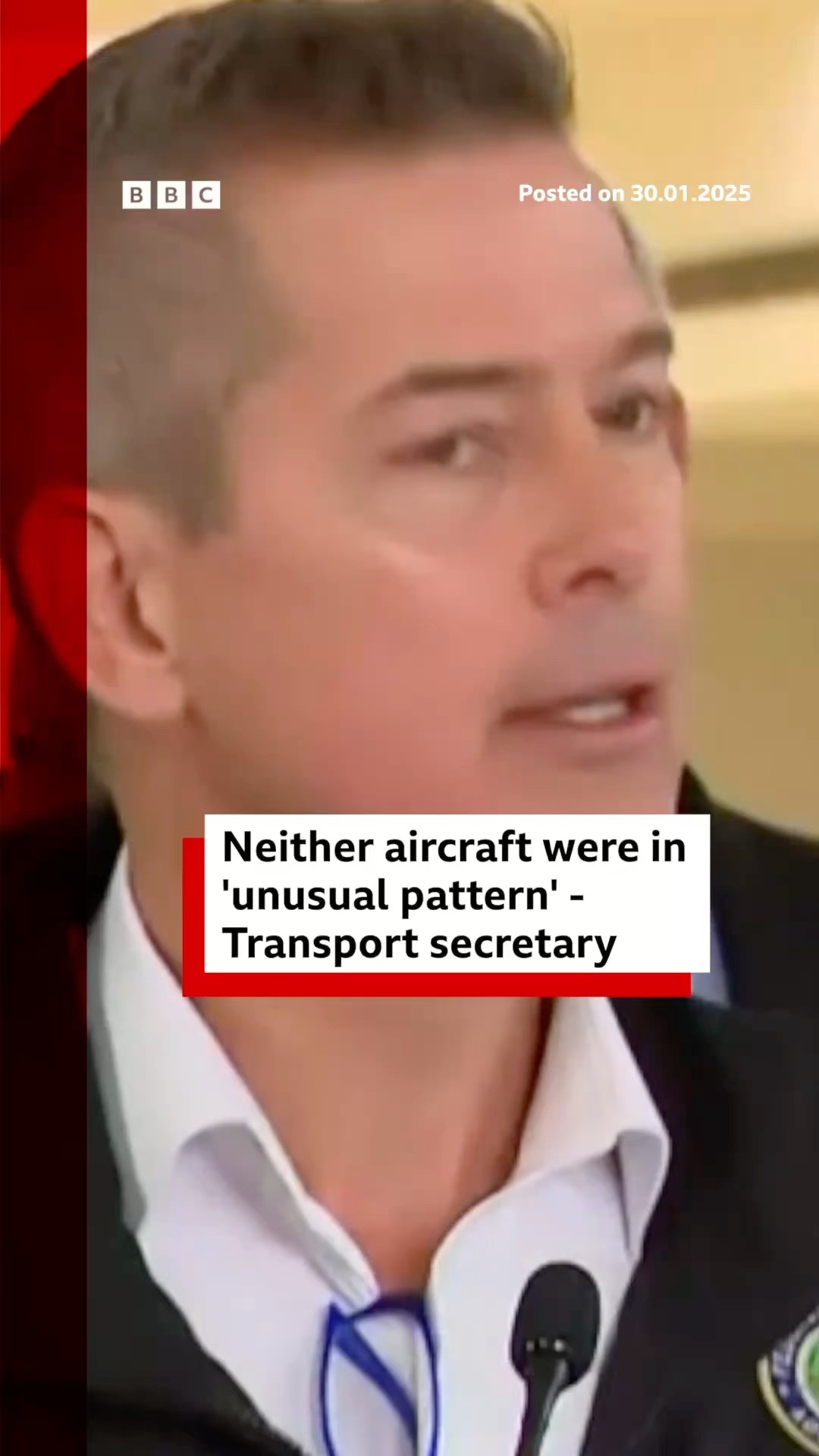 Neither aircraft were in an 'unusual pattern', US transport secretary says. #WashingtonDC #BBCNews