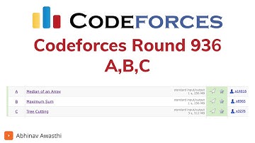 A-C | Codeforces Round 936 Div 2 | Tree Cutting | Maximum Sum | Median of an Array | Abhinav Awasthi
