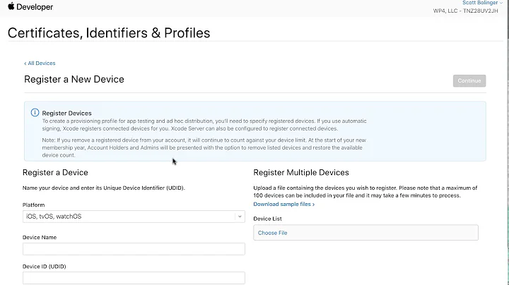Add an iOS device UDID to a provisioning profile for app testing