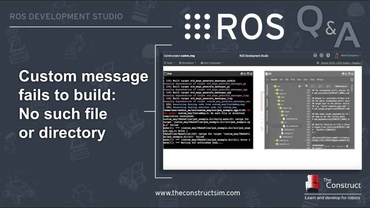 Custom messages. No such file or Directory. Ros программа.
