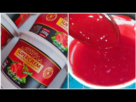 سوبر كرام منزلي بذوق الفراولة لطلاء وتزيين تورتات حضريه في 5قائق فقط 