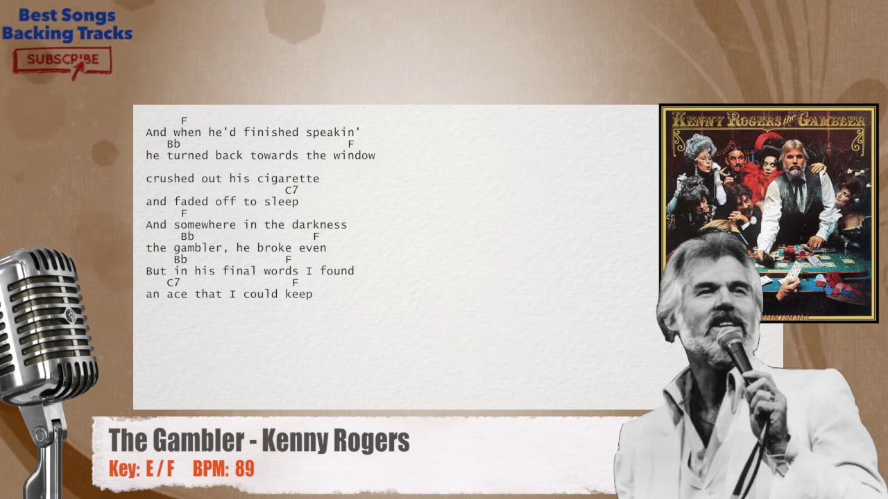 🎙 The Gambler - Kenny Rogers Vocal Backing Track with chords and lyrics - ...