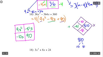 Tricky Trinomial Factoring Examples (using Diamond Puzzles and Box Method/Area Models)