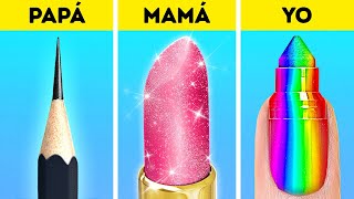 RETO DE DIBUJO: MAMÁ vs. PAPÁ vs. YO || Ideas y manualidades para padres creativos por 123 GO!