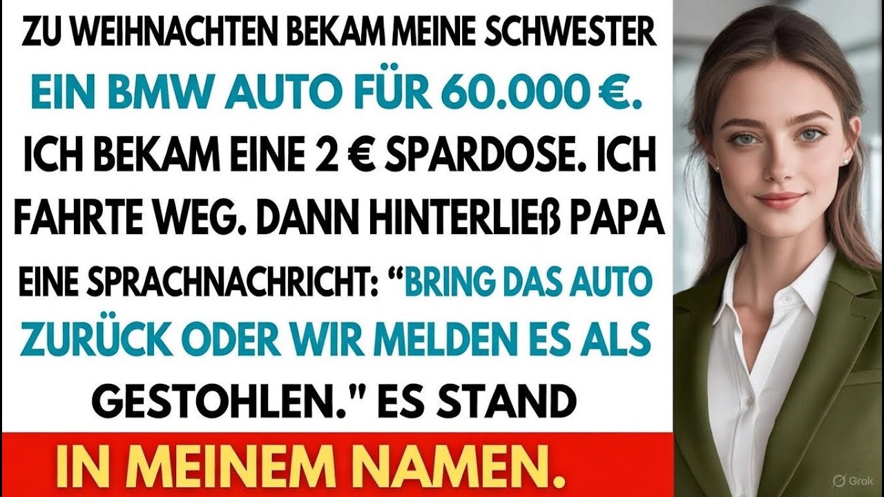 Meine Eltern haben meiner Schwester einen BMW mit roter Schleife geschenkt. Ich bekam 2 Dollar.