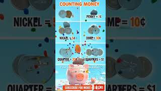 count money for kids 😀                     “4 Quarters = $1 😳 Easy Money Learning 💰 #shorts".