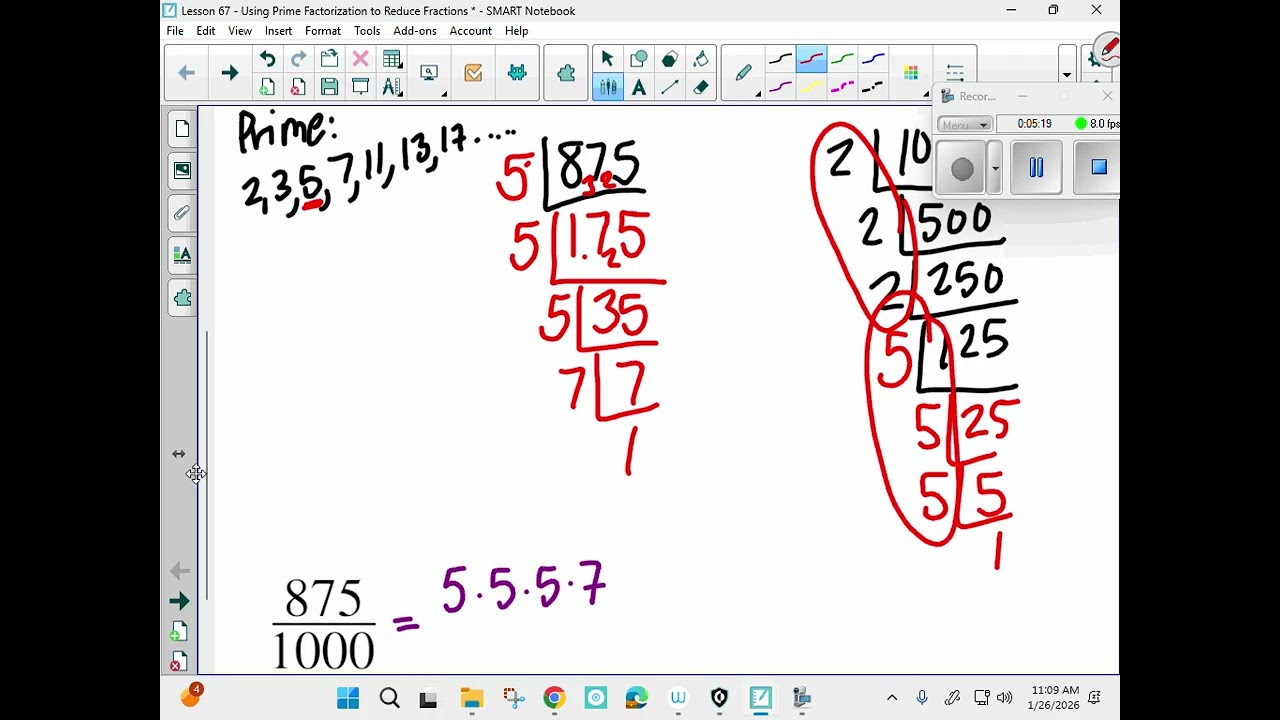 Курс Saxon 1 - Урок 67 - Использование разложения на простые множители для сокращения дробей