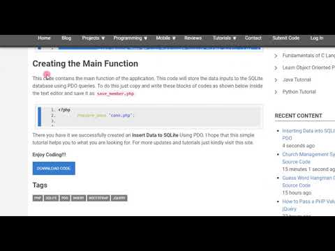 Inserting Data into SQLite Database Using PHP PDO Tutorial Demo