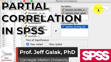 Partial Correlation in SPSS  (SPSS Tutorial Video #16)