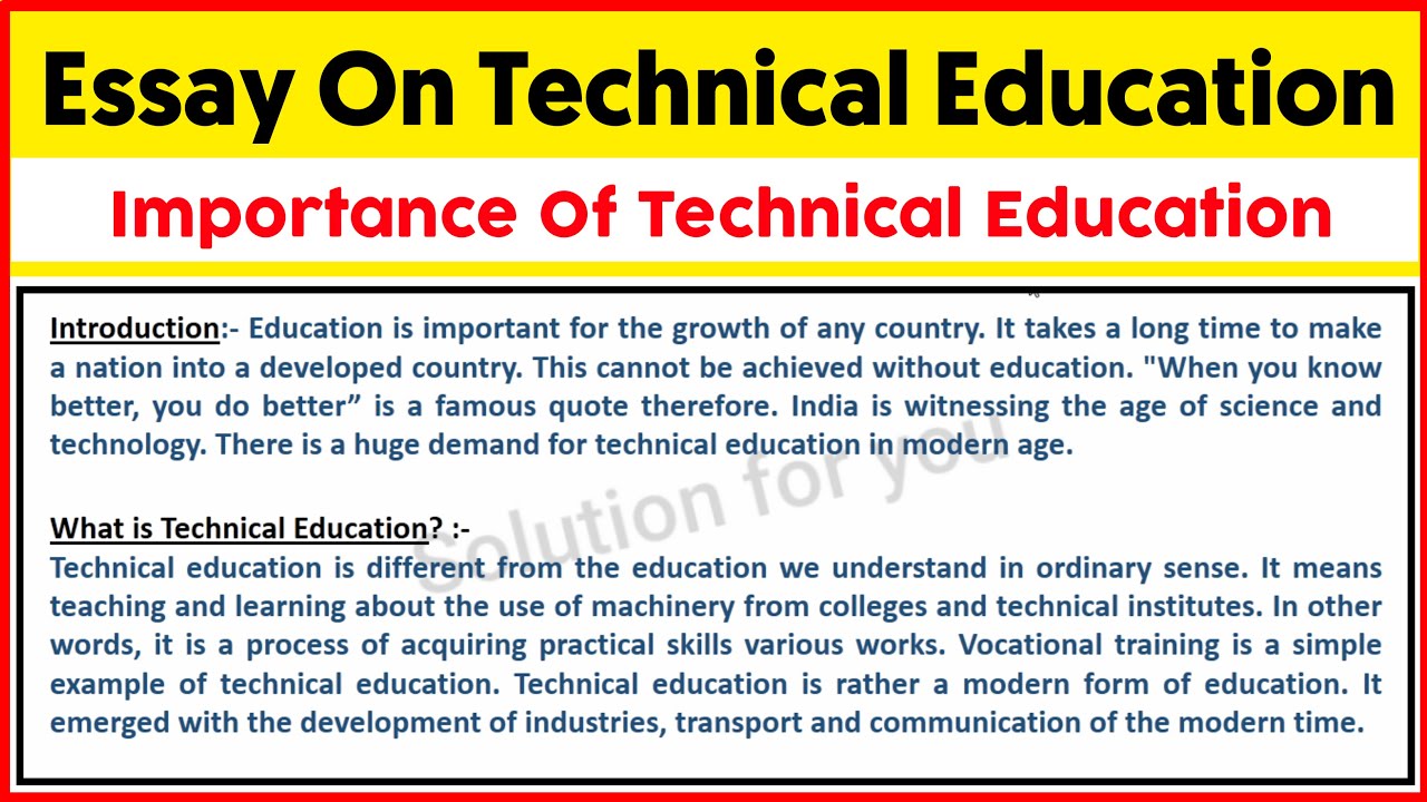 technical education essay questions