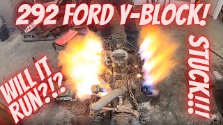 292 Ford YBlock Engine! Will it Run?!? Barn find! Motor stuck tight from sitting for 30 years!