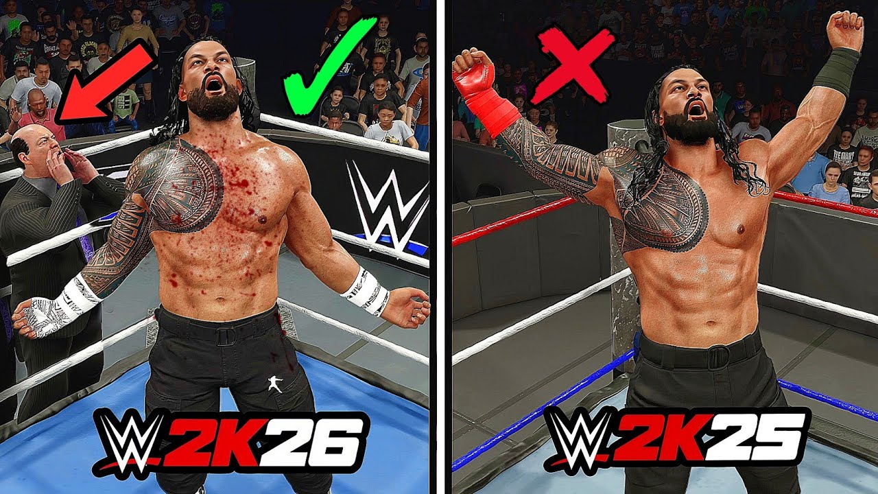WWE 2K26 против WWE 2K25! (Сравнение эпических финишных приемов)