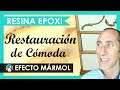 🌟 CUBIERTA CON  RESINA EPOXI  💎  RESTAURACIÓN de Cómoda con efecto MÁRMOL y Pintura a la Tiza