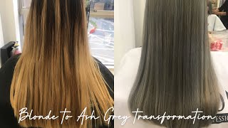 FROM BLONDE TO ASH GREY HAIR TRANSFORMATION ❤️