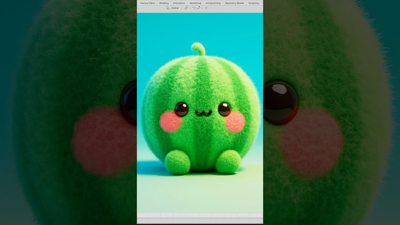 3D Modeling Fuzzy Cute Watermelon 🍉😋 