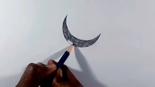 Simple moon drawing - moon drawing - circle drawing  #easyscenery #pencilart #painting #pencil #moon