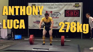 Anthony Luca - Junior World Record Deadlift 278Kg