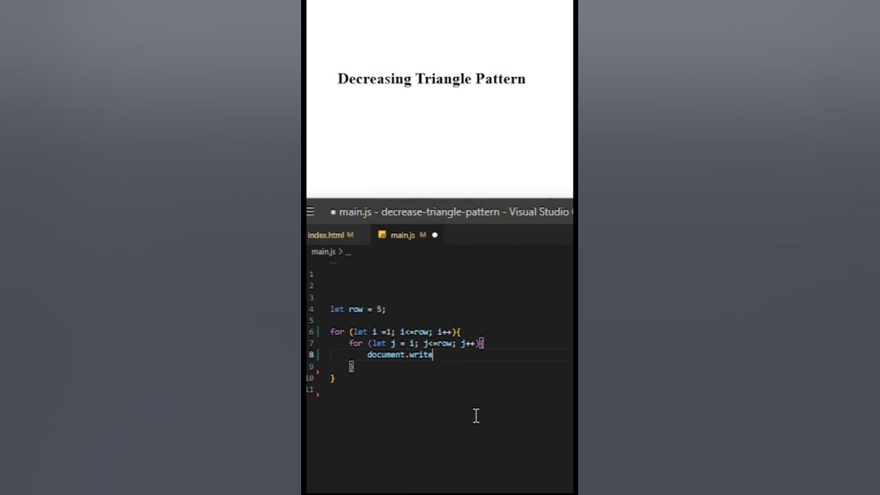 Decreasing triangle pattern html css JavaScript - YouTube