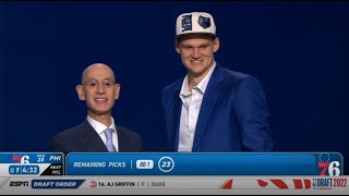 NBA Draft 2022 | Kendrick Perkins reacts to Grizzlies take Walker Kessler in 22th  overall pick