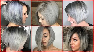 Women s Straight Short Bob Cuts Style With Silver Gray Hair Dye Color Styling Ideas For women 2022