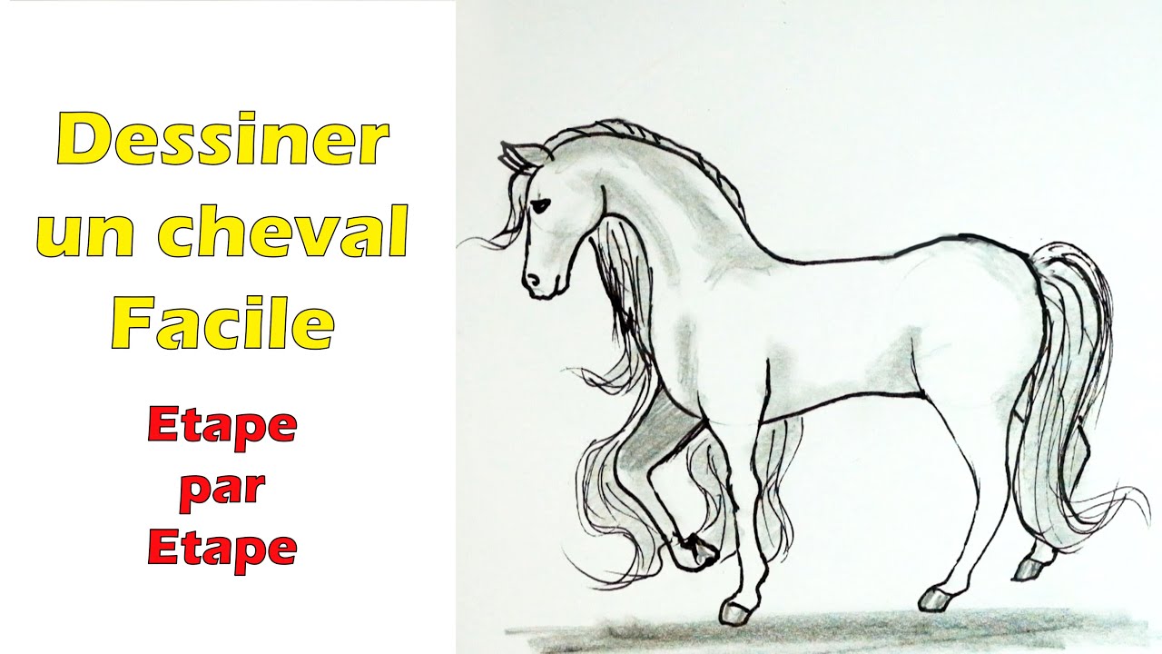 How-To-Draw-Horses  Dessin cheval facile, Comment dessiner un