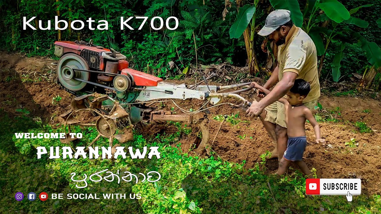 Hand Tractor Kubota K700 Disc Plowing in Field | คูโบต้า K700