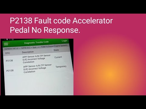 P2138 Fault Code Accelerator pedal No Response.