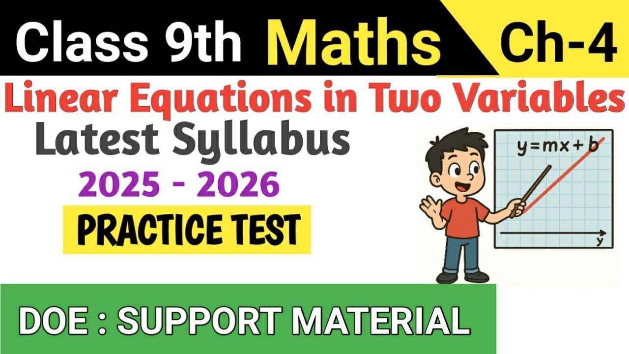 Class 9 Maths Chapter 4 Linear Equations in Two Variables DOE Support ...