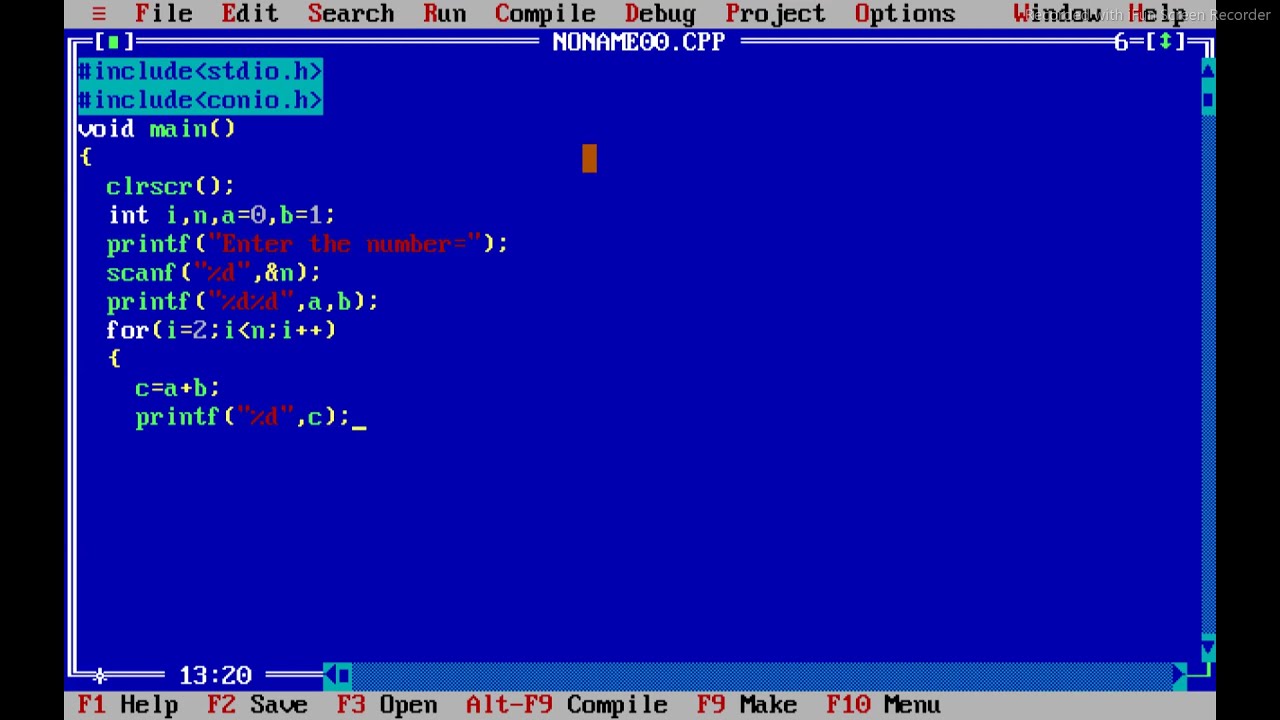 fibonacci series in c | fibonacci series in c using while loop