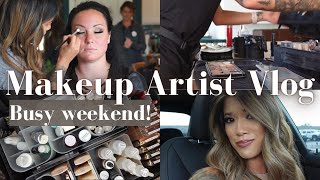 MAKEUP ARTIST VLOG: Large wedding party, bridal previews, makeup kit prep & new hair!