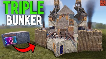 The UNATTENDED - TRIPLE BUNKER Solo Base - Rust Base Design