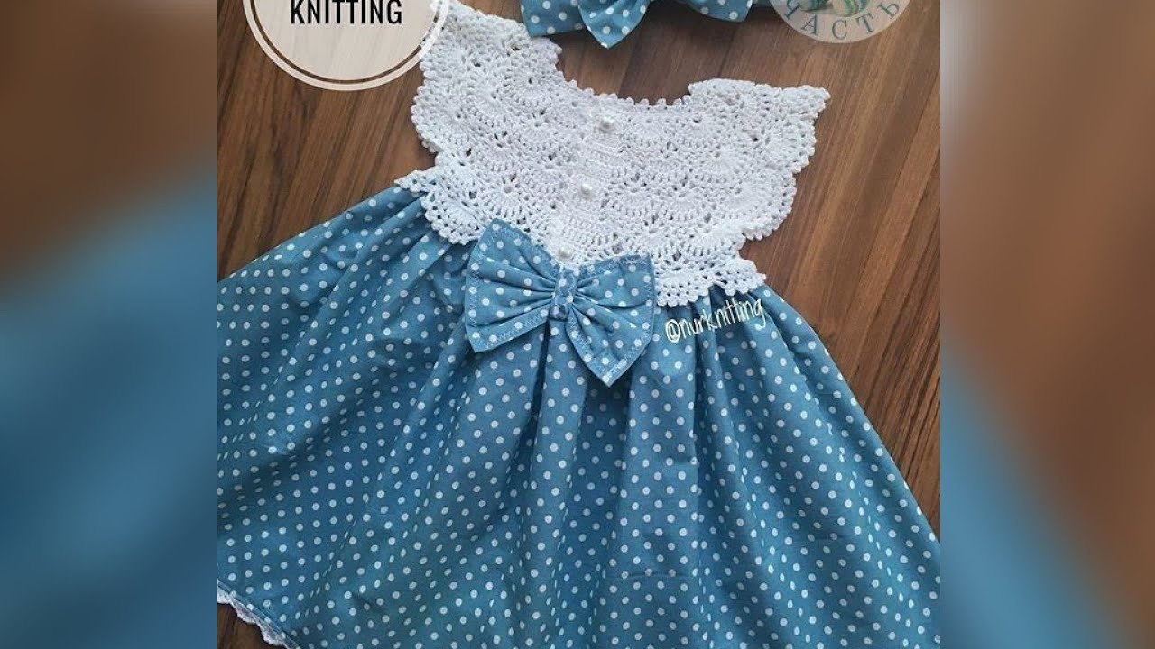 vestido de croche com saia de tecido