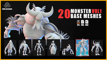 20 Monster / Creature Base Mesh
