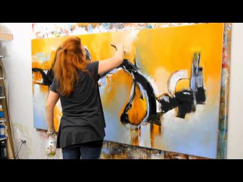 Abstract acrylic painting Demo - Abstrakte Malerei "Gedankenschleifen" by Zacher-Finet